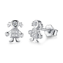 Load image into Gallery viewer, Christmas Gift Fashion 925 Sterling Silver Stud Earrings Heart Cross Cat Moon Star Crystal Earrings for Women Wedding Jewelry