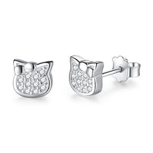 Load image into Gallery viewer, Christmas Gift Fashion 925 Sterling Silver Stud Earrings Heart Cross Cat Moon Star Crystal Earrings for Women Wedding Jewelry