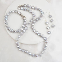 Load image into Gallery viewer, ASHIQI Natural Freshwater Pearl Jewelry Sets for Women 9-10mm Baroque Pearl NE+BR+EA
