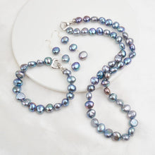 Load image into Gallery viewer, ASHIQI Natural Freshwater Pearl Jewelry Sets for Women 9-10mm Baroque Pearl NE+BR+EA
