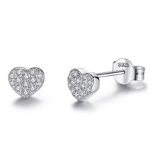 Load image into Gallery viewer, Christmas Gift Fashion 925 Sterling Silver Stud Earrings Heart Cross Cat Moon Star Crystal Earrings for Women Wedding Jewelry
