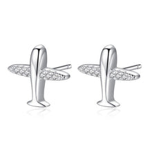 Load image into Gallery viewer, Christmas Gift Fashion 925 Sterling Silver Stud Earrings Heart Cross Cat Moon Star Crystal Earrings for Women Wedding Jewelry
