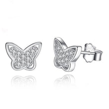Load image into Gallery viewer, Christmas Gift Fashion 925 Sterling Silver Stud Earrings Heart Cross Cat Moon Star Crystal Earrings for Women Wedding Jewelry

